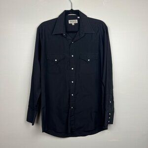 Vintage Sheplers Men's Black Pearl Snap Button Up Western Shirt Size 16-34